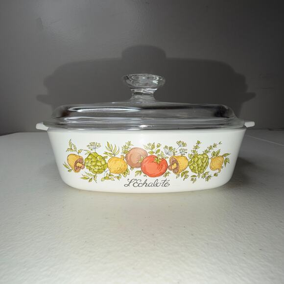 Corning Ware Vintage Spice of Life "L'Echalote" 1 Quart Baking Dish w/ Pyrex Lid - Picture 7 of 10